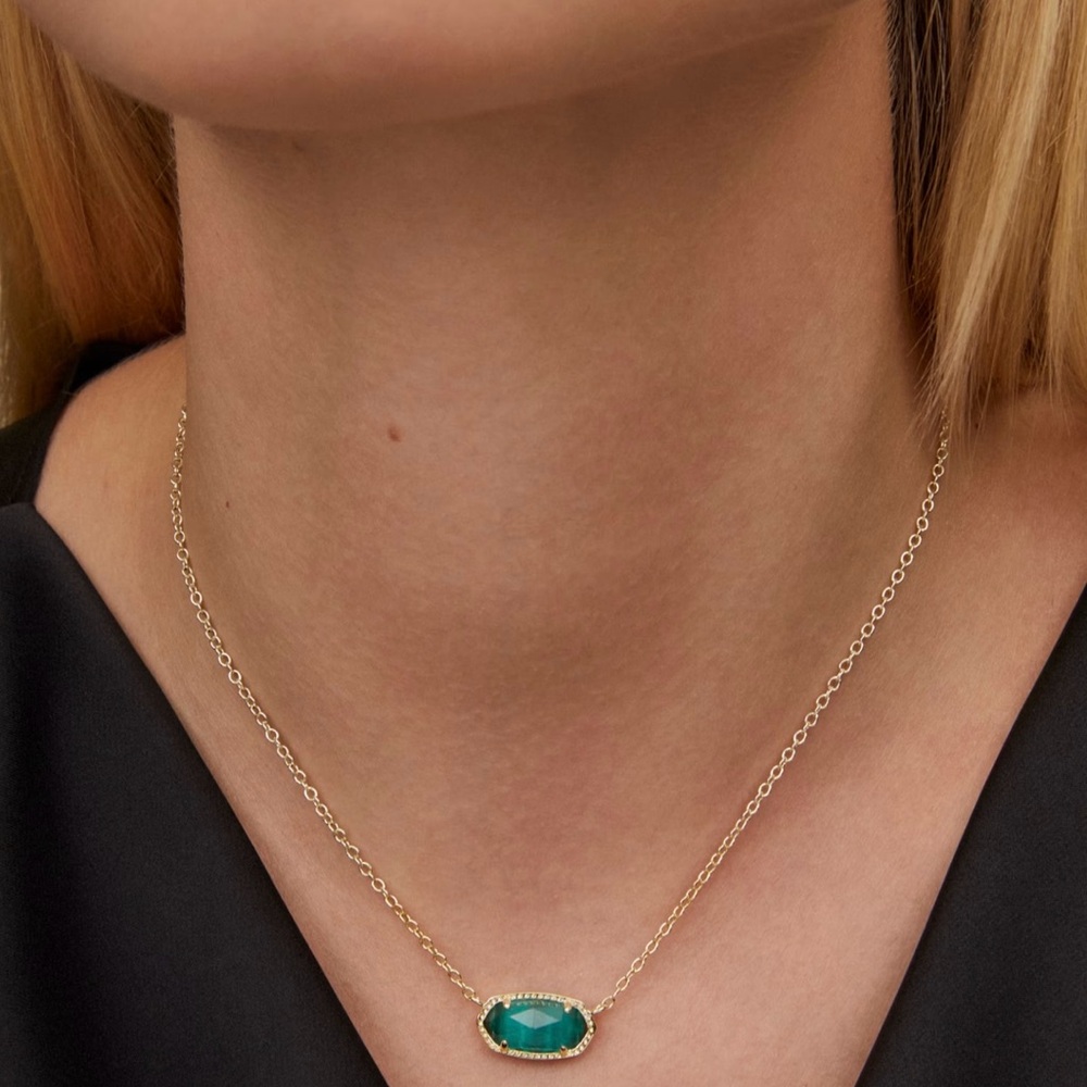 Kendra Scott Gold Necklace with Green Pendant